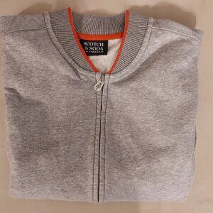 Scotch & Soda Grey/Orange New Men’s L Full Zip Bomber Sweatshirt